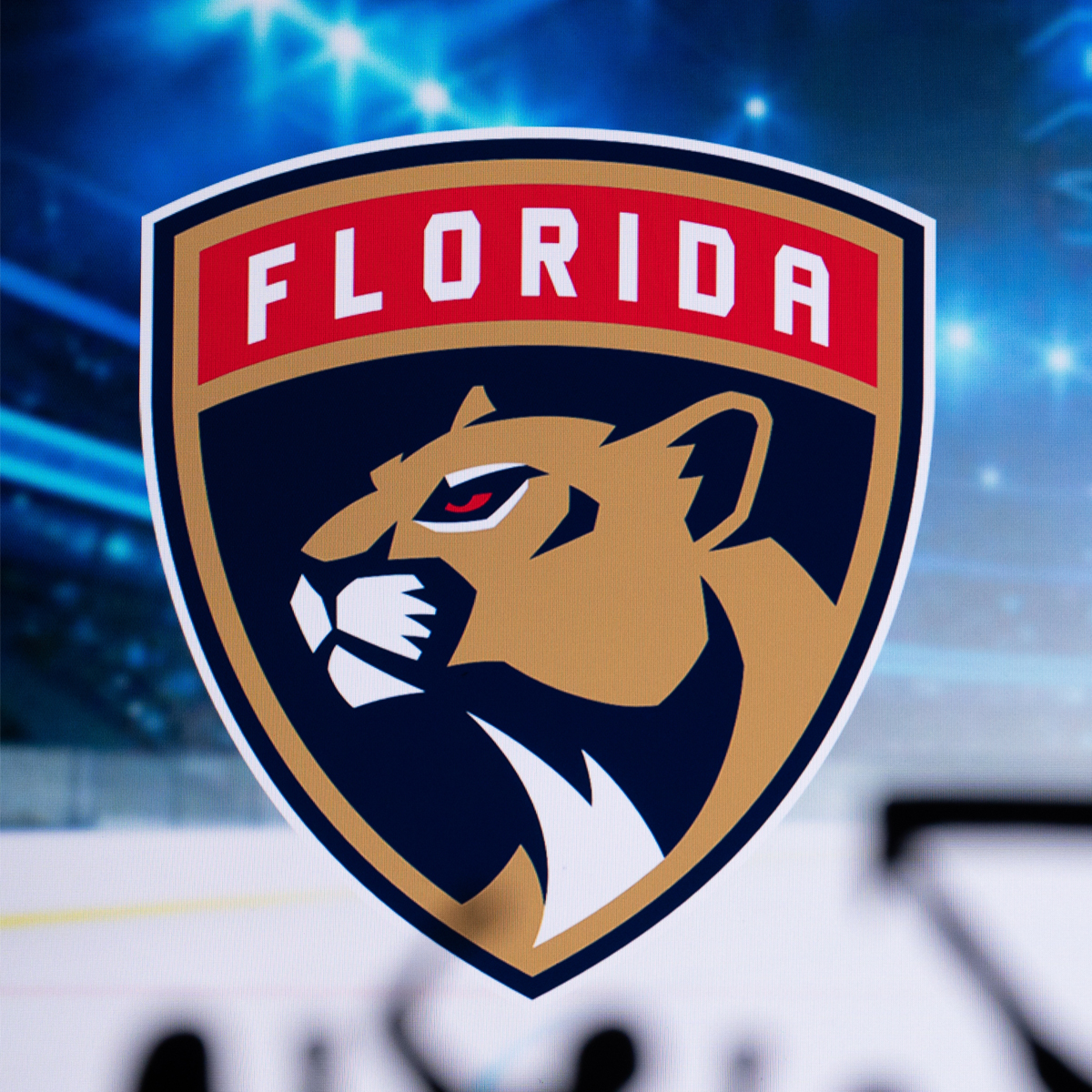 Florida Panthers players skating in September 2025 training camp at Amerant Bank Arena
